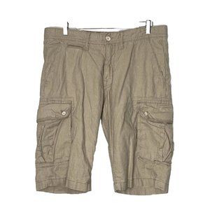 Celio Men’s linen cotton Shorts tan zip 13" inseam Size 34